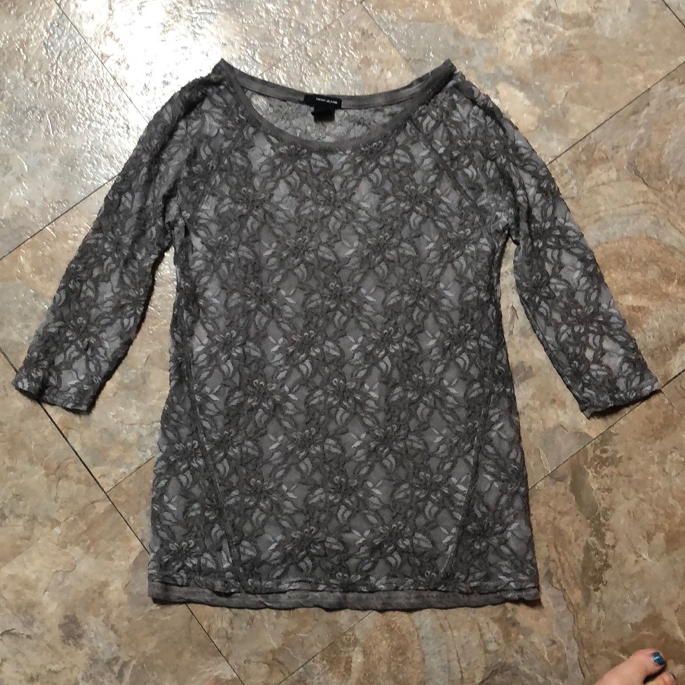 DKNY lace shirt over built in tank top